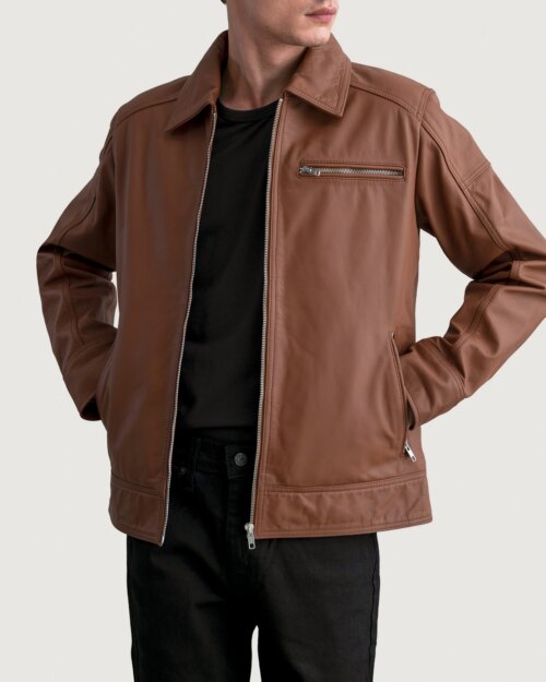 Dakota Matte Brown Leather Biker Jacket
